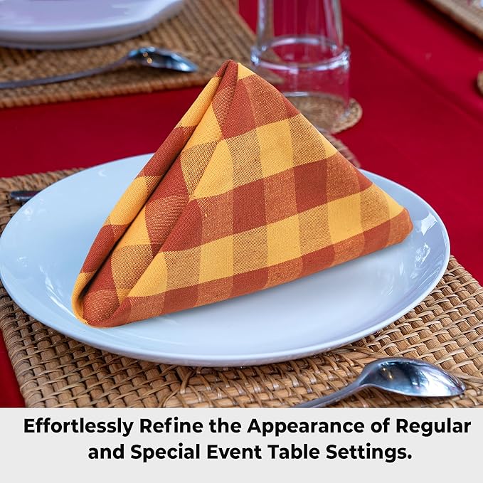 Urban Villa Cloth Napkins 100% Cotton Highly Absorbent Washable Durable Reusable Premium Dinner Napkins Ideal for Gifts for Mothers Day Hotel Farmhouse Parties - Brick Gold (20" x 20", Set of 6)