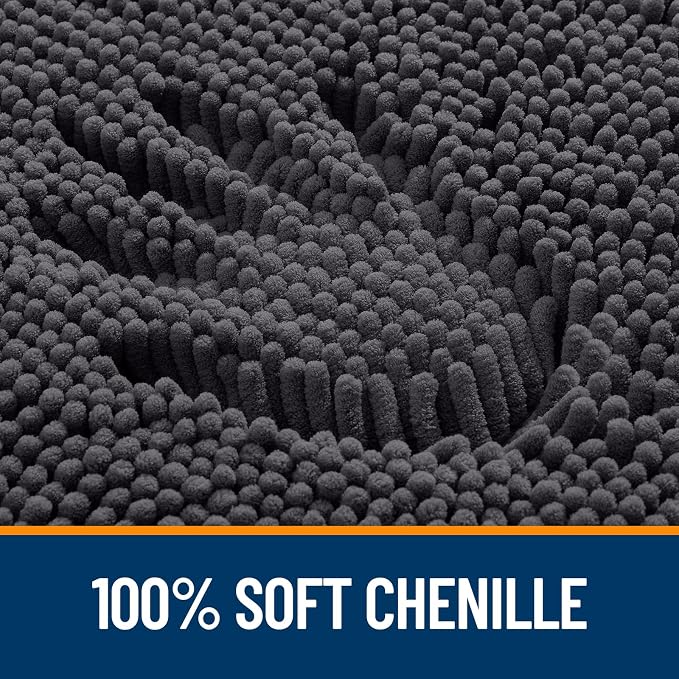 OLANLY Bathroom Rugs 30x20, Extra Soft Absorbent Chenille Bath Rugs, Rubber Backing Quick Dry, Machine Washable Bath Mats for Bathroom Floor, Tub and Shower, Home Decor Accessories, Dark Grey