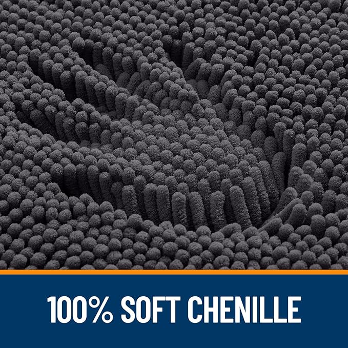 OLANLY Large Bathroom Rugs 40x32, Extra Soft Absorbent Chenille Bath Rugs, Rubber Backing Quick Dry, Machine Washable Bath Mats for Bathroom Floor, Tub and Shower, Home Decor Accessories, Dark Grey