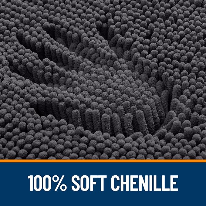 OLANLY Bathroom Runner Rugs 47x17, Soft Absorbent Chenille Bath Rugs, Rubber Backing Quick Dry, Machine Washable Long Bath Mats for Bathroom Floor, Tub and Shower, Home Decor Accessories, Dark Grey