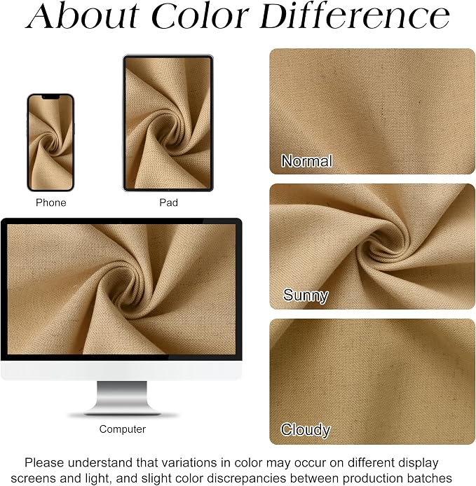 Naturoom Gold Yellow 54 Inch Shower Curtain - Stall Narrow Half Linen Ultra Thick Fabric Shower Curtain Set with Hooks, Boho Farmhouse Rustic RV Camper Bath Curtains for Bathroom, 54x78