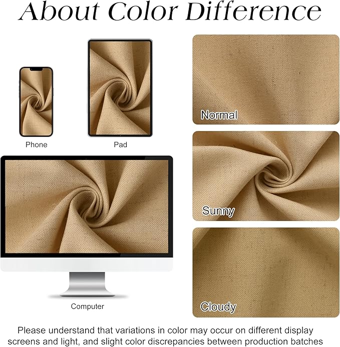 Naturoom Gold Yellow 48 Inch Shower Curtain - Stall Narrow Half Linen Ultra Thick Fabric Shower Curtain Set with Hooks, Boho Farmhouse Rustic RV Camper Bath Curtains for Bathroom, 48x72