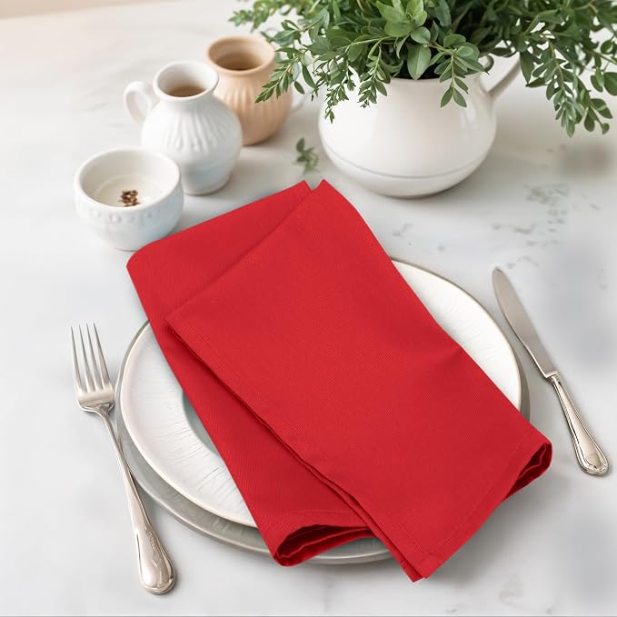 Zoyer Cloth Napkins Set of 12, 18x18 Inches Cotton Enrich Napkins Cloth ‎Washable, Soft & Durable Dinner Napkins for Parties, Wedding, Christmas, ‎Thanksgiving & Everyday Use - Red