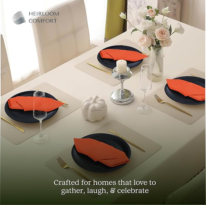 Orange Cloth Napkins 17"x17" - Set of 12-100% Cotton, Durable, Absorbent, Washable, Reusable - Perfect for Summer, Rustic Weddings, Fall, Halloween, Thanksgiving, Everyday Use
