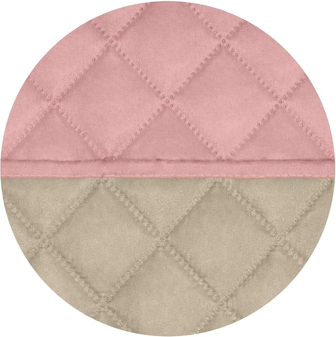 PureFit Reversible Quilted Sofa Cover, Water Resistant Slipcover Furniture Protector, Washable Couch Cover with Non Slip and Elastic Straps for Kids, Dogs, Pets (Loveseat, Pink/Beige)
