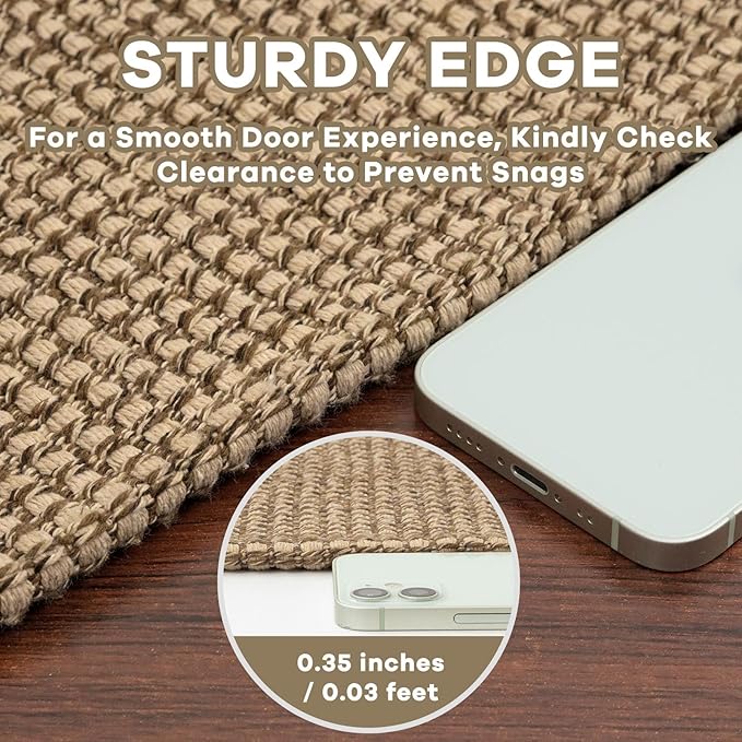 EARTHALL Woven Runner Rug 2x4 Ft Washable Runners for Hallways Cotton Non Slip Eentryway Runner Braided Indoor Floor Carpet for Kitchen, Hallway, Kitchen, Doormat, Orange/Tan/Brown