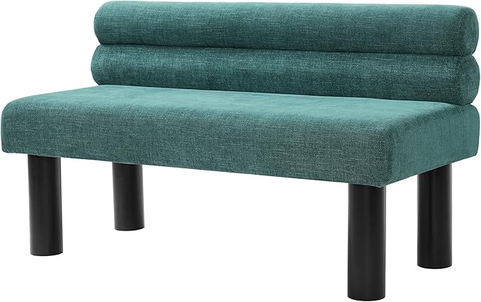Christopher Knight Home Wally Fabric Upholstered Dining Bench, Long Dining Room Chair, Wooden Entryway Bench, Bedroom End of Bed Bench, Teal Green+Black