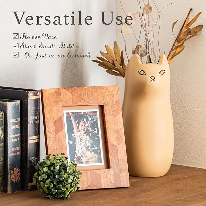 PaletteLife Cat Umbrella Stand, Medium Ceramic Umbrella Holder for Entryway, Cute Scandinavian Decorative Umbrella Rack, Black