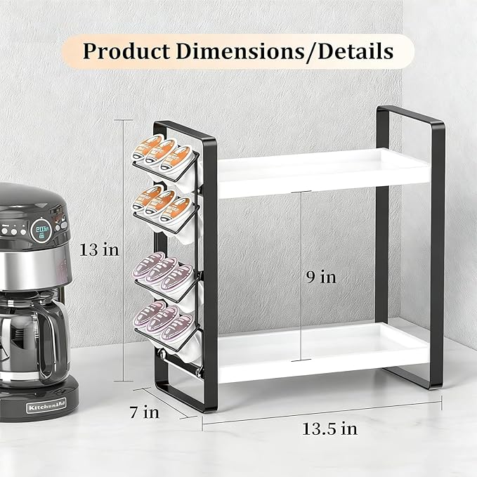 LEMIKKLE Coffee Station Organizer for Counter, Coffee Pods Holder Storage, Wooden Kitchen Counter Shelf, (WHITE)