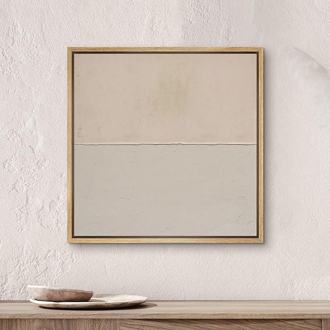 SIGNWIN Framed Canvas Print Wall Art Brown Duotone Grunge Pastel Landscape Abstract Shapes Illustration Modern Art Decorative Nordic Minimal Calm/Zen for Living Room, Bedroom, Office - 24"x24" NATURAL