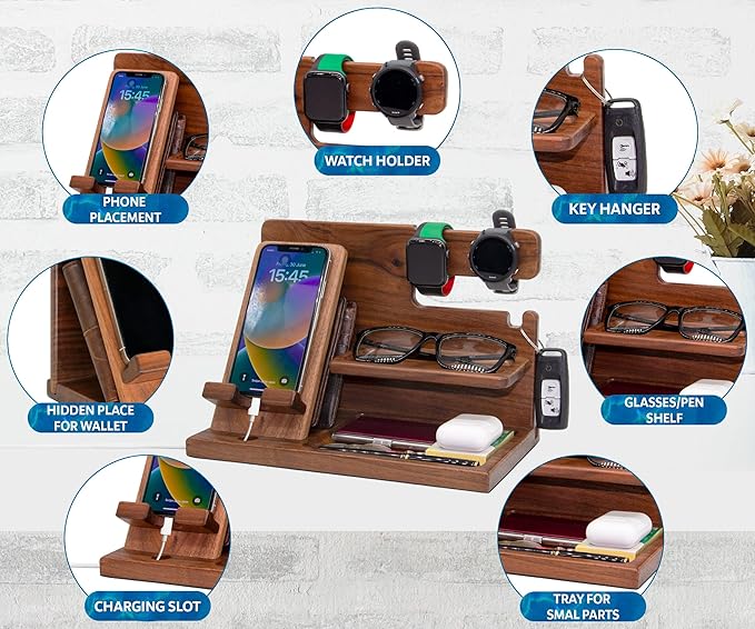 Personalized Best Boss Gifts for Women, Men - Wood Docking Station, Nightstand Organizer, Gift Ideas for Special Anniversary, Birthday, Gifts for Female Boss, Gifts for Boss, Christmas