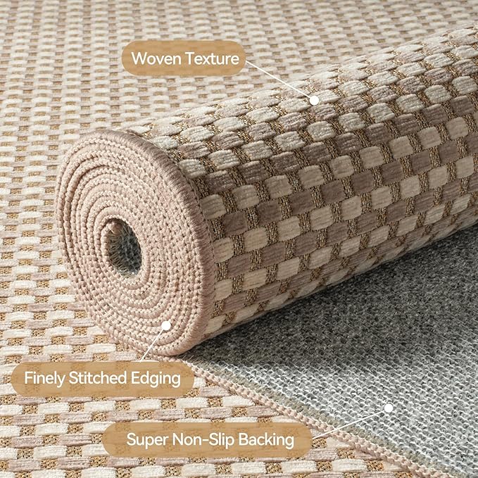 YDKGL 2x5 ft Hallway Runner Rug Boho Woven Washable Long Kitchen Runner Rugs Mat Non Slip, Soft Entryway Laundry Hall Runner Floor Carpet for Indoor Backdoor Bedroom Kitchen Living Room, Brown