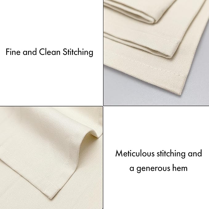 Ruvanti Cloth Napkins Set of 6, 100% Cotton High GSM 18x18 Inches Soft, Washable, Highly Durable & Absorbent, Perfect for Parties, Christmas, Thanksgiving Dinners – Antique White
