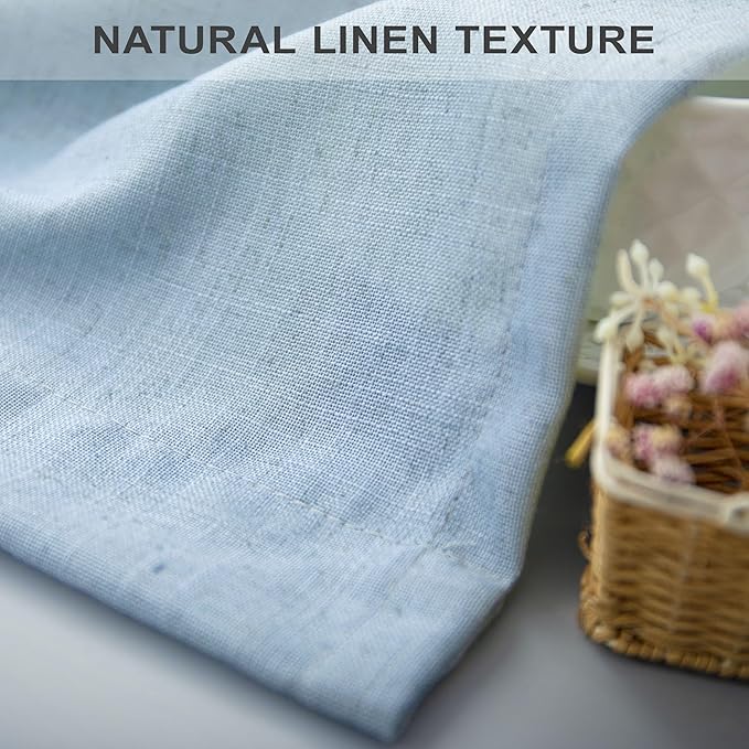Light Blue Curtains 96 Inches Long for Living Room Back Tab Linen Light Filtering Modern Farmhouse Coastal Decor Baby Blue Cotton Textured Gauze Curtains for Dining Room Bedroom 52x96 Length Pale Blue