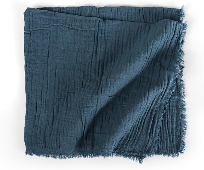 FINGERCRAFT Cloth Napkins Natural Cotton Cheesecloth Set of 12 Premium Fringe Design Dinner Napkin Soft Durable Ideal for Dining Room, Restaurant, Weddings Events Washable Good Absorbency Stellar