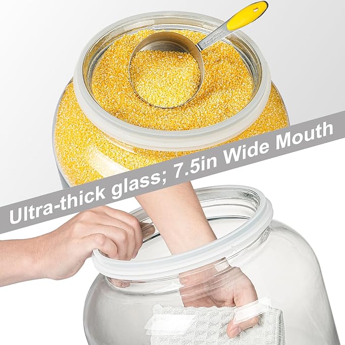 Daitouge Large Glass Jars with Lids, 5.5 Gallon (21000 ML) Glass Canisters - Super Wide Mouth Glass Jar Heavy Duty Glass Storage Jars with Lid for Storing Flour, Rice, Set of 1