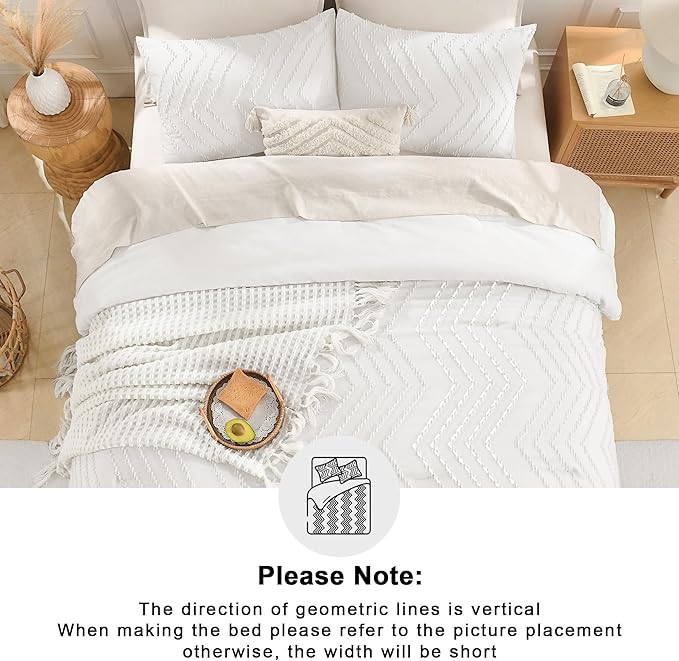 Andency White Oversized Super King Comforter Set 120x120, Extra Large King Size Comforter Oversize Boho Soft Warm Bedding Comforter Sets, 3 Pieces Aesthetic Chevron Textured Bedding Set