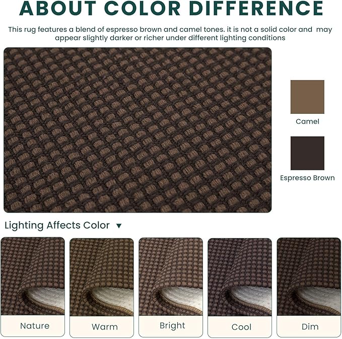 KOZYFLY 6x9 Dining Room Rugs, Washable Area Rug for Living Room, Non Slip Rugs for Bedroom, Braided Floor Carpet for Nursery, Office, Cotton Rug Home Indoor Decor, Brown/Dark Brown