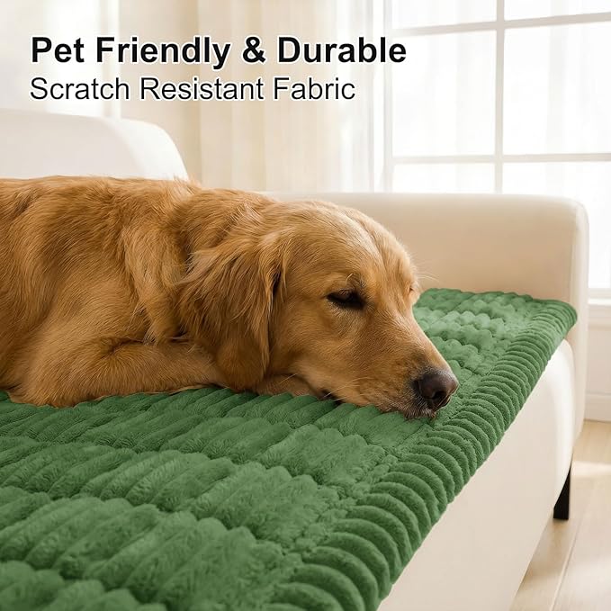 Smiry Couch Cover for Dogs, Non Slip Washable Sofa Protector for Pets, Soft Furniture Cover for Pet, Stylish Sofa Covers, Cozy Protect Against Fur, Dirt & Everyday Messes (Olive Green, 43" x 63")