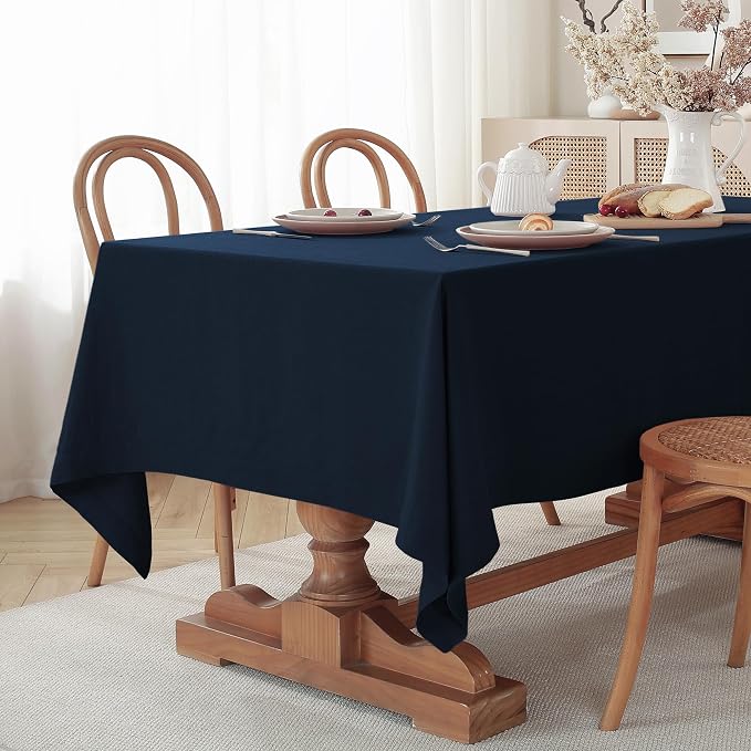 100% Pure Linen Tablecloths 60x90Inches,Rectangle Table Cloth for Dining,Picnic,Weddings and Restaurants,Durable Stonewashed Tablecloths (Re-Navy, Rectangle - 60 x 90 Inch)