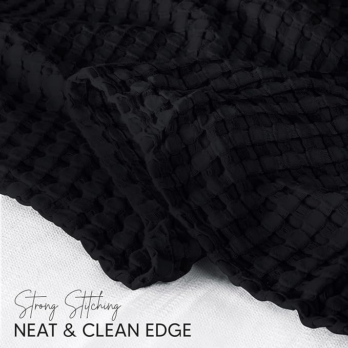 Utopia Bedding 100% Cotton Waffle Weave Blanket Queen Size for Bed - Lightweight, Breathable Summer Blankets Soft and Cozy, Gift for Mother’s Day Home Decor (Black, 90x90 Inch)