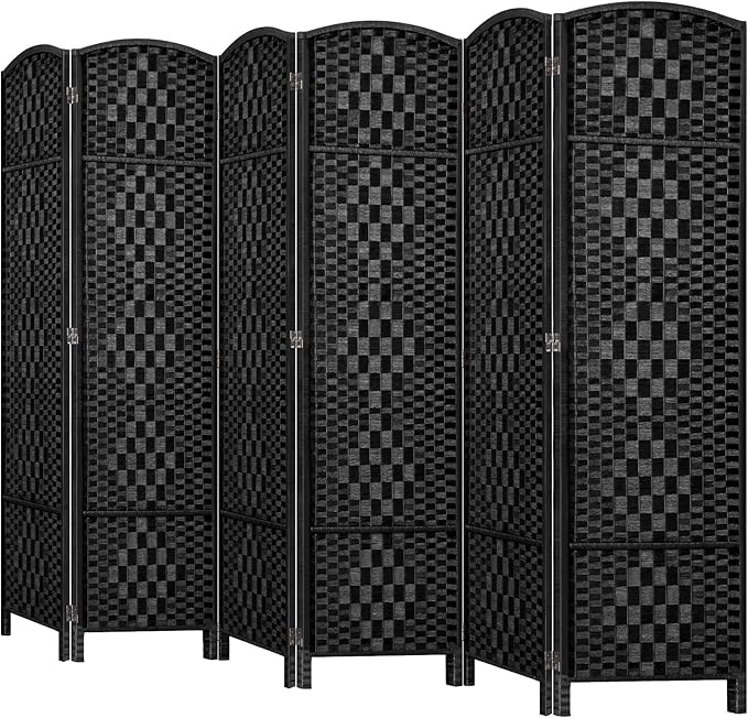 HALLYBEE Room Divider, Room Dividers and Folding Privacy Screens, 16in Privacy Screen, 6 Panel Temporary Wall Partitions, 6ft Space Separation Panel Screen, Black