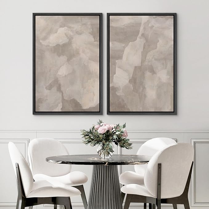 SIGNWIN Framed Canvas Print Wall Art Textured Abstract Earthy Beige Tones Illustrations Modern Art Decorative Contemporary for Living Room, Bedroom, Office - 16"x24"x2 Black