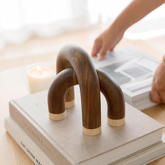PEAKOLY Wood Arch Decorative Objects - Book Shelf Decor Aesthetic, Modern Coffee Table Decor, Home Décor Accents, Wood Sculpture, Shelf Decorations, Bookshelf Decorations, Bookcase Decorative Items