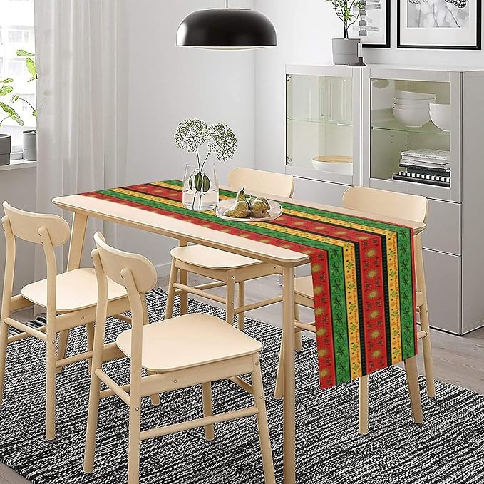 YCness Mexican Abstract Stripe Table Runner, Sun Moon Colorful Floral Traditional National Table Runner for Party Living Room Home Bedroom Kitchen, 13x108 Inch