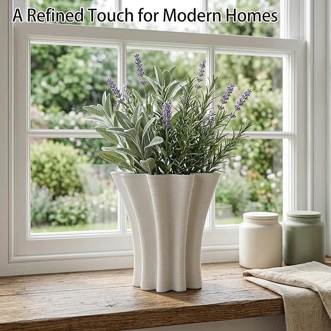 Contemporary White Ceramic Vase, Abstract Irregular Shape Sculptural Accent for Home Decor, Modern Artistic Centerpiece for Coffee Table or Bookshelf