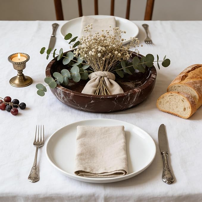 Large Decorative Marble Bowl, 7.87 inches,Natural Stone Round Bowl for Home Decor, Fruit, Nuts, Jewelry tray,Coffee Tables Centerpiece, Soap Serving (Purplered-7.87inch)