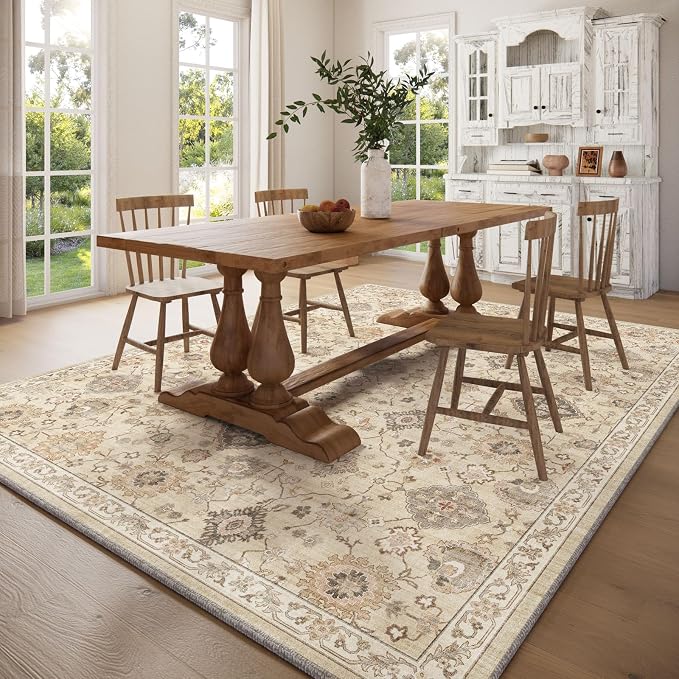 10x12 Area Rugs for Living Room: Bedroom Rug Stain Resistant Non Slip Low Pile Soft Lightweight Carpet for Kitchen Dining Room Nursery Kids Room Farmhouse Home Office