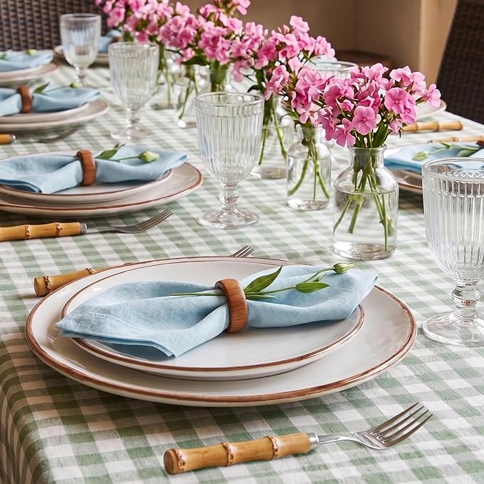 Solino Home Linen Napkins Set of 4-100% Pure Linen Ice Water Dinner Napkins Cloth 20 x 20 Inch - Fete, Handcrafted and Machine Washable - Spring, Summer, Mothers Day