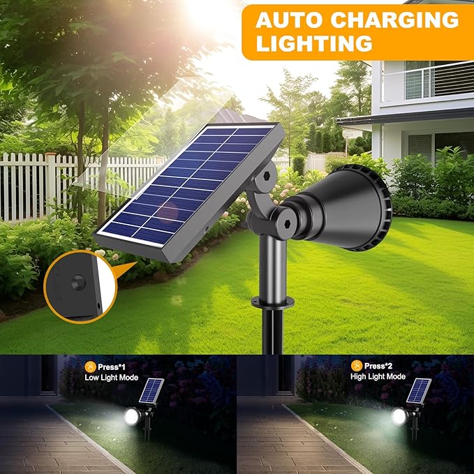 Solar Spot Lights Outdoor, 36 LEDs 1000LM Adjustable Solar Lights Outdoor Waterproof, 2-in-1 Solar Powered Spotlights Landscape Lighting for Garden, Yard, Pathway- 4 Pack (Cool White)