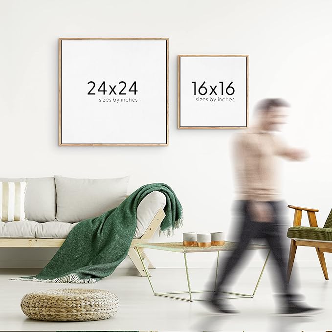 SIGNWIN Framed Canvas Print Wall Art Watercolor Abstract Gray Landscape Nature Shapes Illustrations Modern Art Decorative Contemporary Minimal for Living Room, Bedroom, Office - 16"x16" Natural