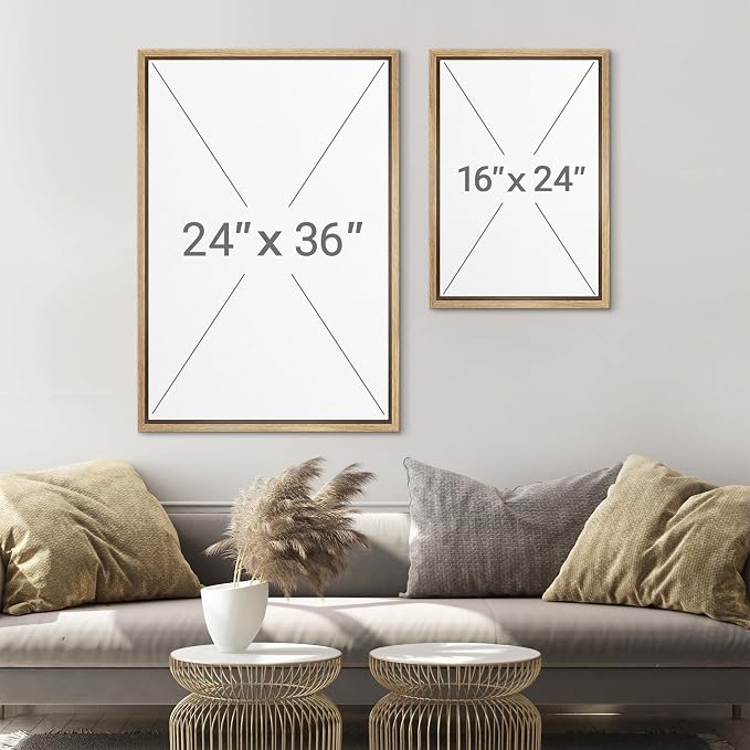 SIGNLEADER Framed Canvas Print Wall Art Set Soft Abstract Coastal Seascape Pastel Beach Landscape Illustrations Modern Relax/Calm for Living Room, Bedroom, Office - 24"x36"x2 NATURAL