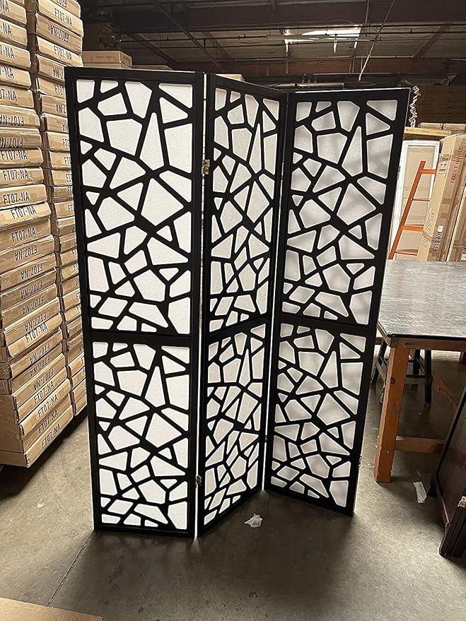 Mosaic Breeze Room Divider, 3-8 Panel (Black, 3 Panel)