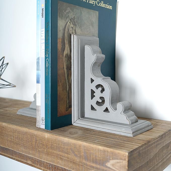 American Art Decor Decorative Heavy Duty Wood Bookends for Books/CDs/Vinyls/Magazines for Living Room, Bathroom, Bedroom, & Office - Home, Wall Decor & Shelf Accents - Natural, Set of 2 (7.75x5.8x3.8)