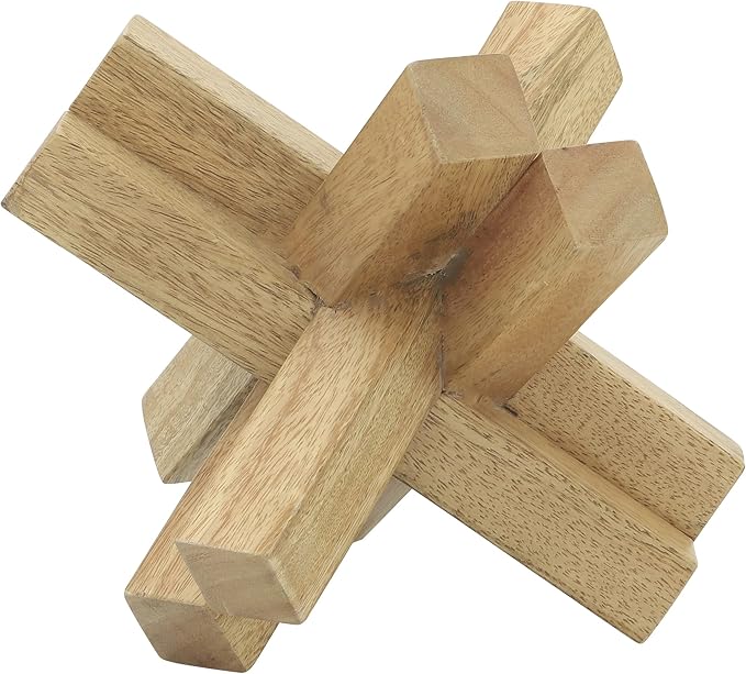 Modern Jacks Sculpture Decorative Wooden Accent for Table Top & Shelf – Coffee Table Decor for Living Room, Indoor/Outdoor Modern Home Decor – Casual Stylish Tabletop Accent Piece – 6", Brown