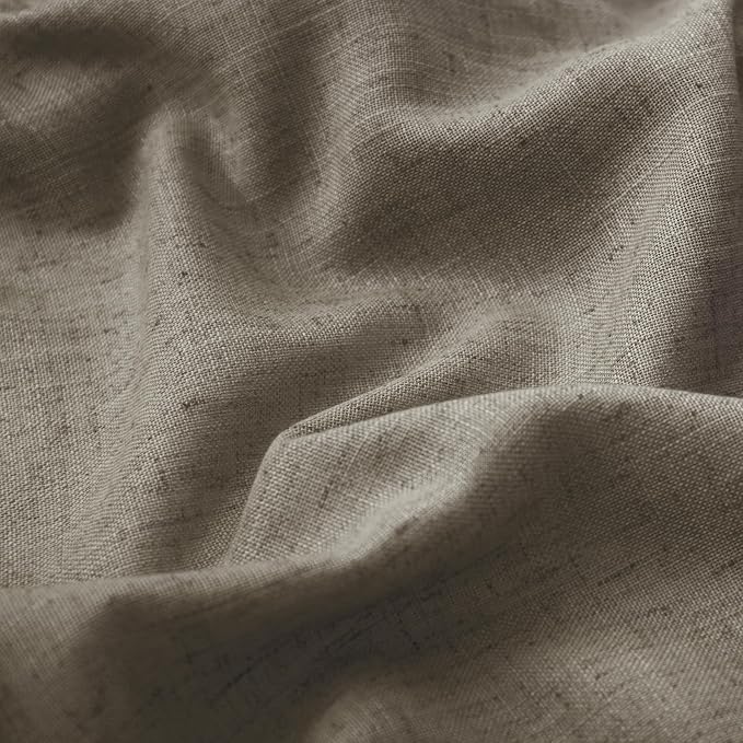 KOUFALL Bathroom Curtains Window Short,54 Inch Length Sheer Semi Privacy Linen Small Curtain for Bedroom 48 Windows,52x54 in Long,2 Panels Set,Taupe