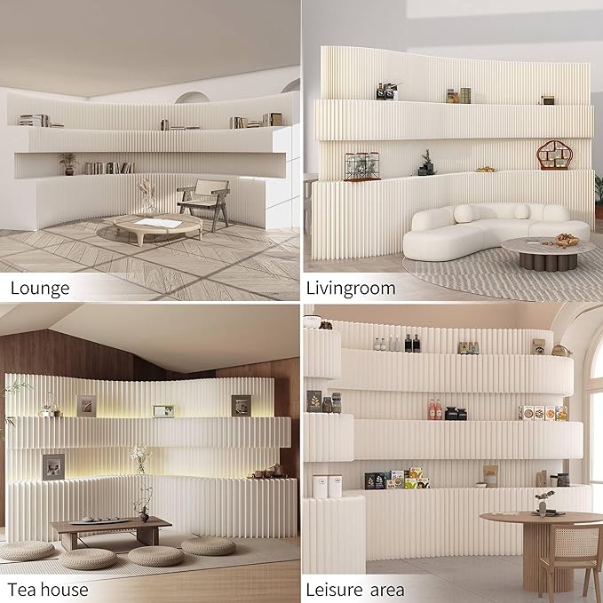 Paper Room Divider Screen Folding Adjustable Privacy Partition for Home & Office Portable Decorative Wall Divider for Dorm, Studio, Exhibition, Store or Room Separation 7.875ft-13.13ft-1.71ft