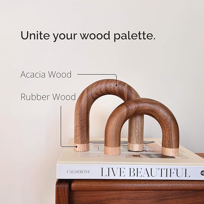 PEAKOLY Wood Arch Decorative Objects - Book Shelf Decor Aesthetic, Modern Coffee Table Decor, Home Décor Accents, Wood Sculpture, Shelf Decorations, Bookshelf Decorations, Bookcase Decorative Items
