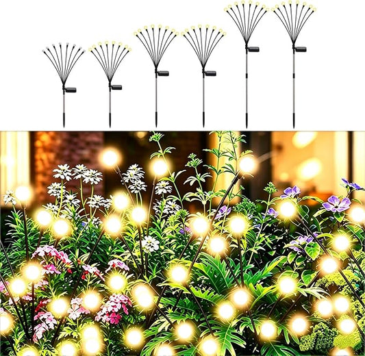 Solar Firefly Lights Warm White, 8 Modes 800mAh Swaying Firefly Yard Lights Solar Powered Outdoor Waterproof for Outside Yard Patio Lawn Pathway Walkway Stake Christmas Garden Decor (6 Pack)