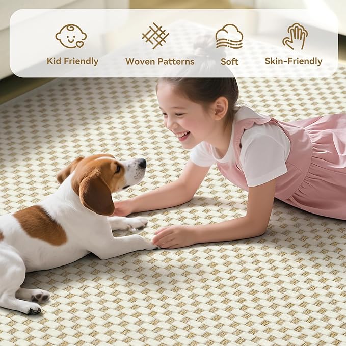 YDKGL 2x8 ft Hallway Runner Rug Extra Long Boho Woven Kitchen Runner Rugs Mat Non Slip Washable, Soft Entryway Laundry Hall Floor Runner Carpet for Indoor Backdoor Bedroom Hallway Living Room, Beige