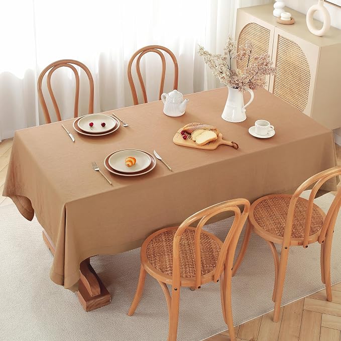 100% Pure Linen Tablecloths 60x120Inches,Rectangle Table Cloth for Dining,Picnic,Weddings and Restaurants,Durable Stonewashed Tablecloths (Re-Beige, Rectangle - 60 x 120 Inch)