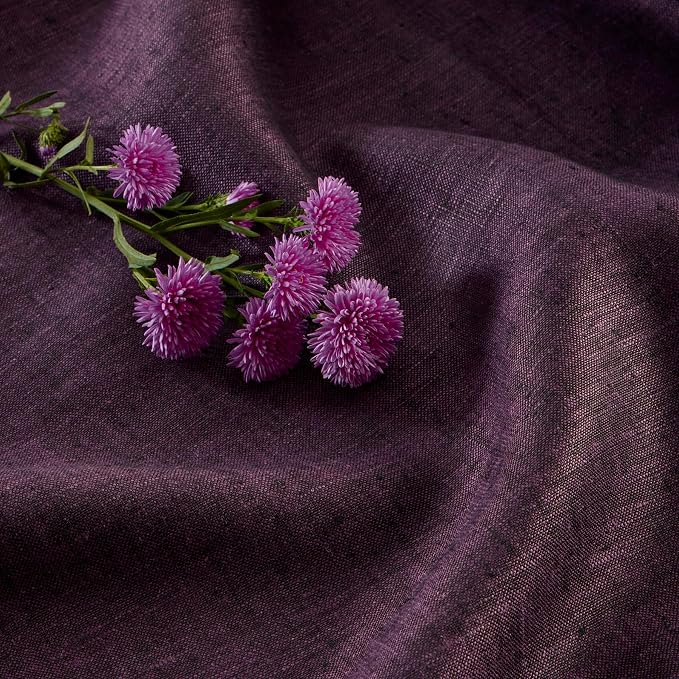 Solino Home Grape Linen Tablecloth 52 x 52 Inch - 100% Pure Linen Square Table Throw - Athena, Machine Washable Tablecloth for Summer