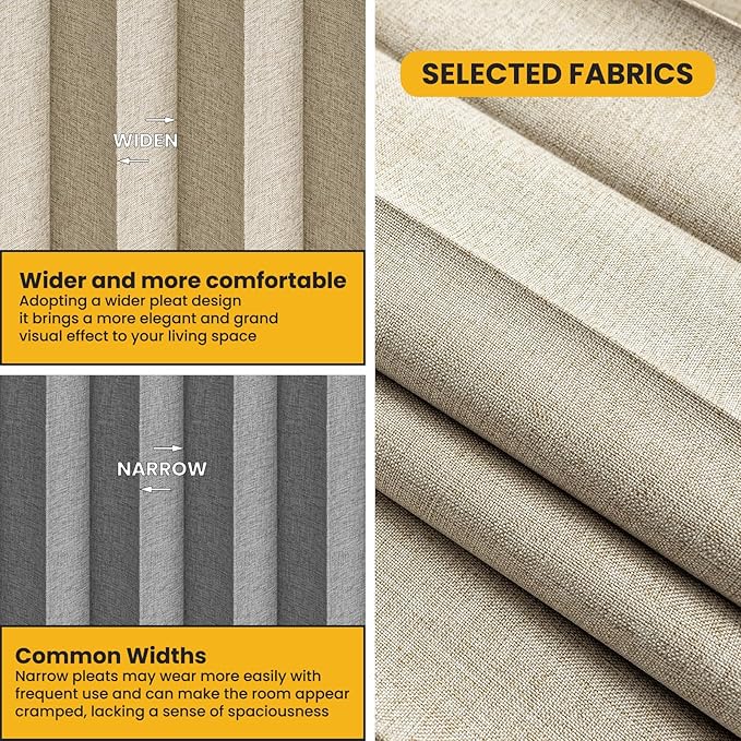 100% Blackout Room Divider Curtains Ceiling Curtain Track Sets Flexible Track Curtain Extra Wide(Beige, W180 x L96, 1 Pack)