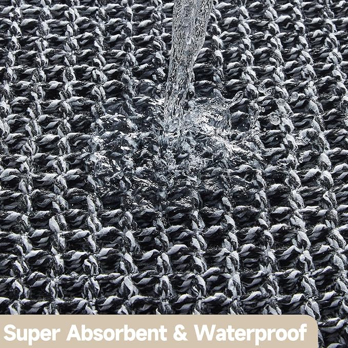TYUU Black and White Bathroom Rugs, Waffle Runner Rug Bathroom Non Slip Washable Long Super Absorbent Quick Dry Boho Farmhouse Bath Decor, 60"x24" Black and White
