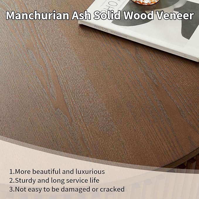 Round Coffee Table with Storage, Small Solid Wood Coffee Table for Living Room, Mid Century Modern Circle Center Tables for Small Space Apartment (31.5''D×14''H-Walnut)