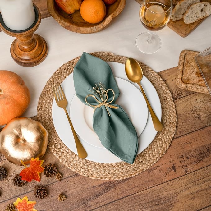 Blue Needles Solid Cloth Napkins Set of 6 Hunter Green 100% Cotton Dinner Napkins 18x18 inches - Soft, Reusable, Absorbent & Washable, Ideal for Wedding Events Farmhouse Parties Hotel & Everyday Use
